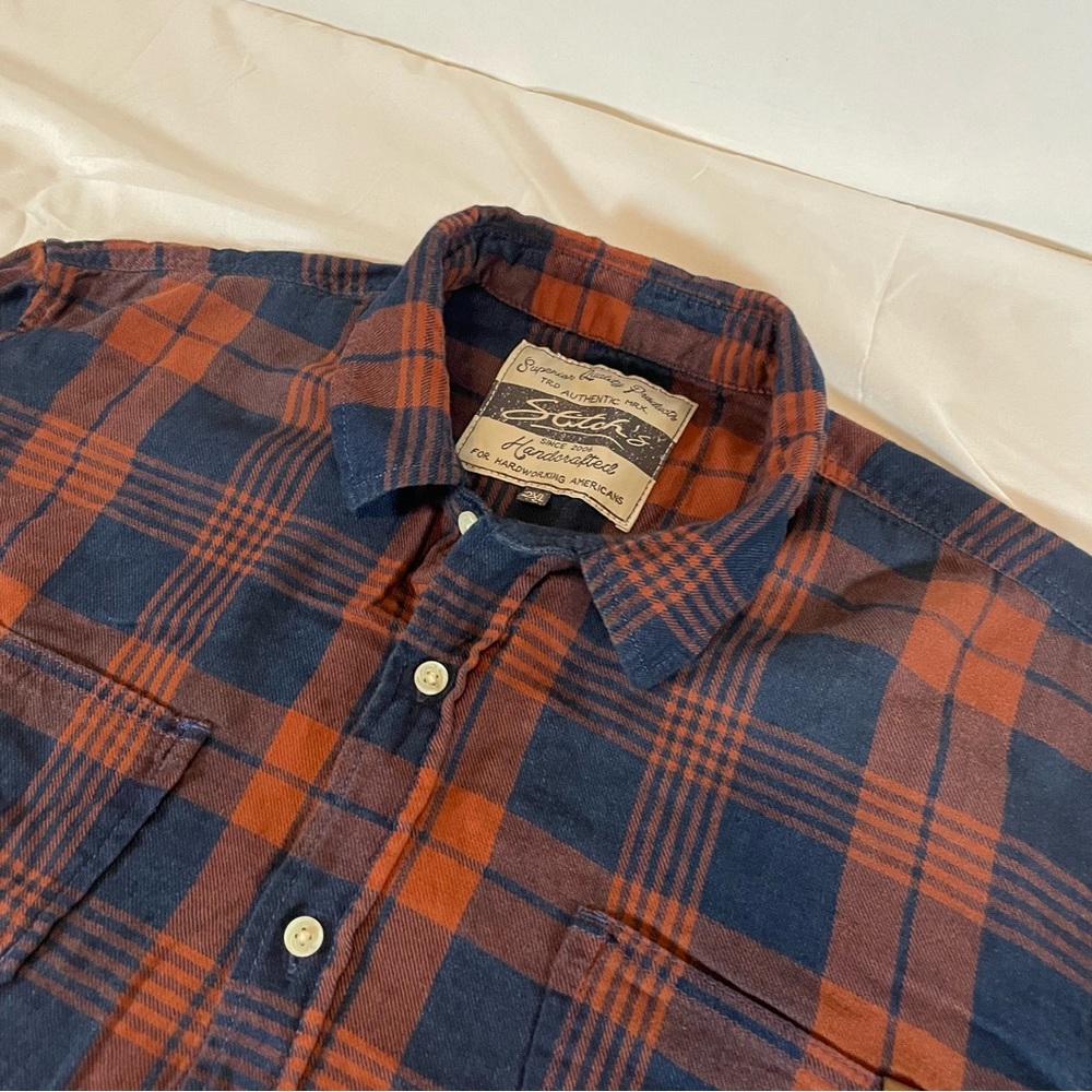 Stitch's Casual‎ Plaid Shirt - Navy and Rust